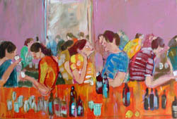 tableau de Lourdes Ral - lecture d'une femme à la fenêtre