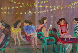 tableau de Lourdes Ral - lecture d'une femme à la fenêtre