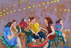 tableau de Lourdes Ral - lecture d'une femme à la fenêtre